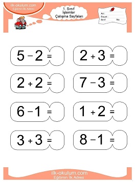 Çocuklar İçin toplam işlemi yaprak testleri 